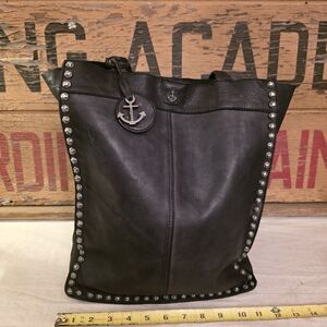Harbour 2nd Black Studded Leather Tote